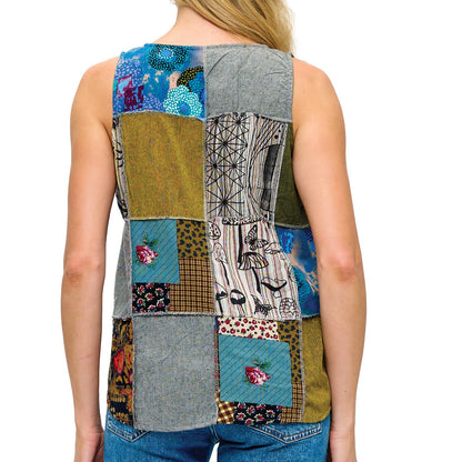 Boho Patchwork Button up Top