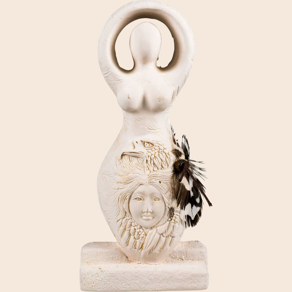 Gypsum Cement Figurine - Eagle Goddess 5.5"