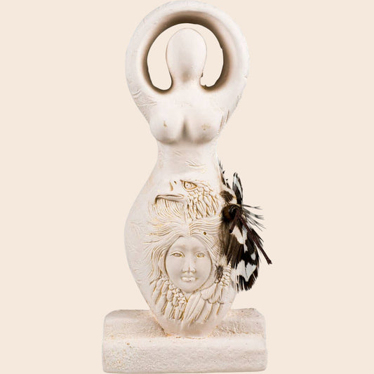 Gypsum Cement Figurine - Eagle Goddess 5.5"