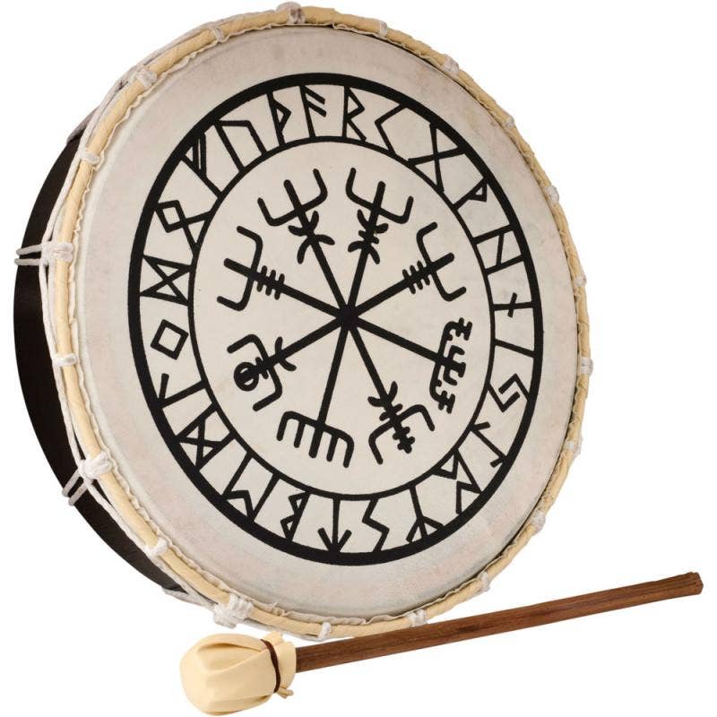 Large Runic Symbols Drum with Mallet