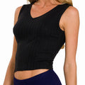 Ribbed V-Neck Cropped Tank Top