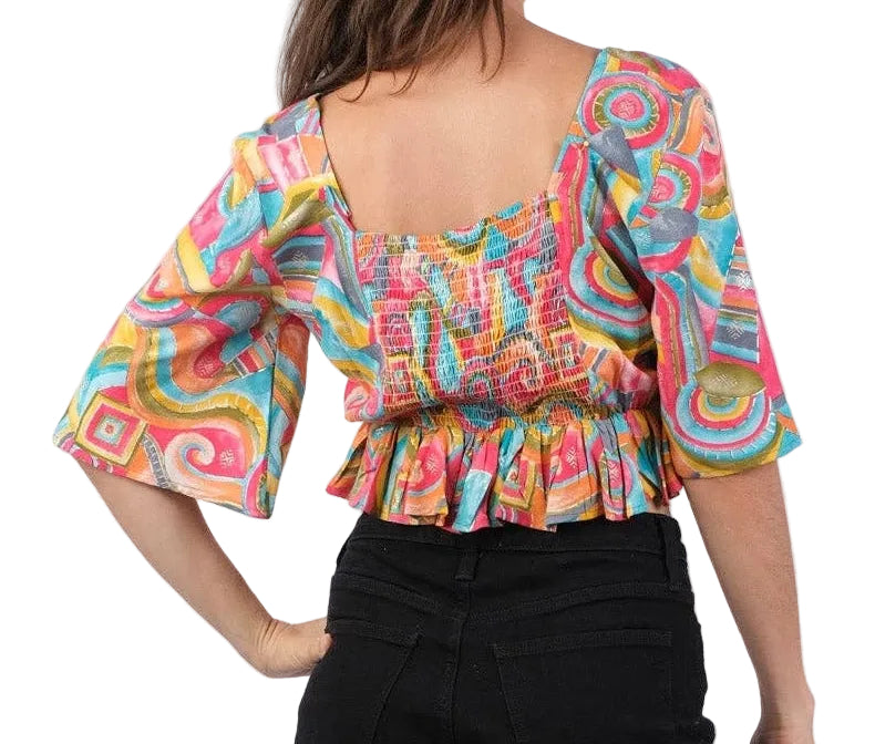 Abstract Patterned Crop Top