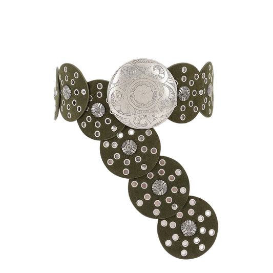 Faux Leather Olive Disc Belt
