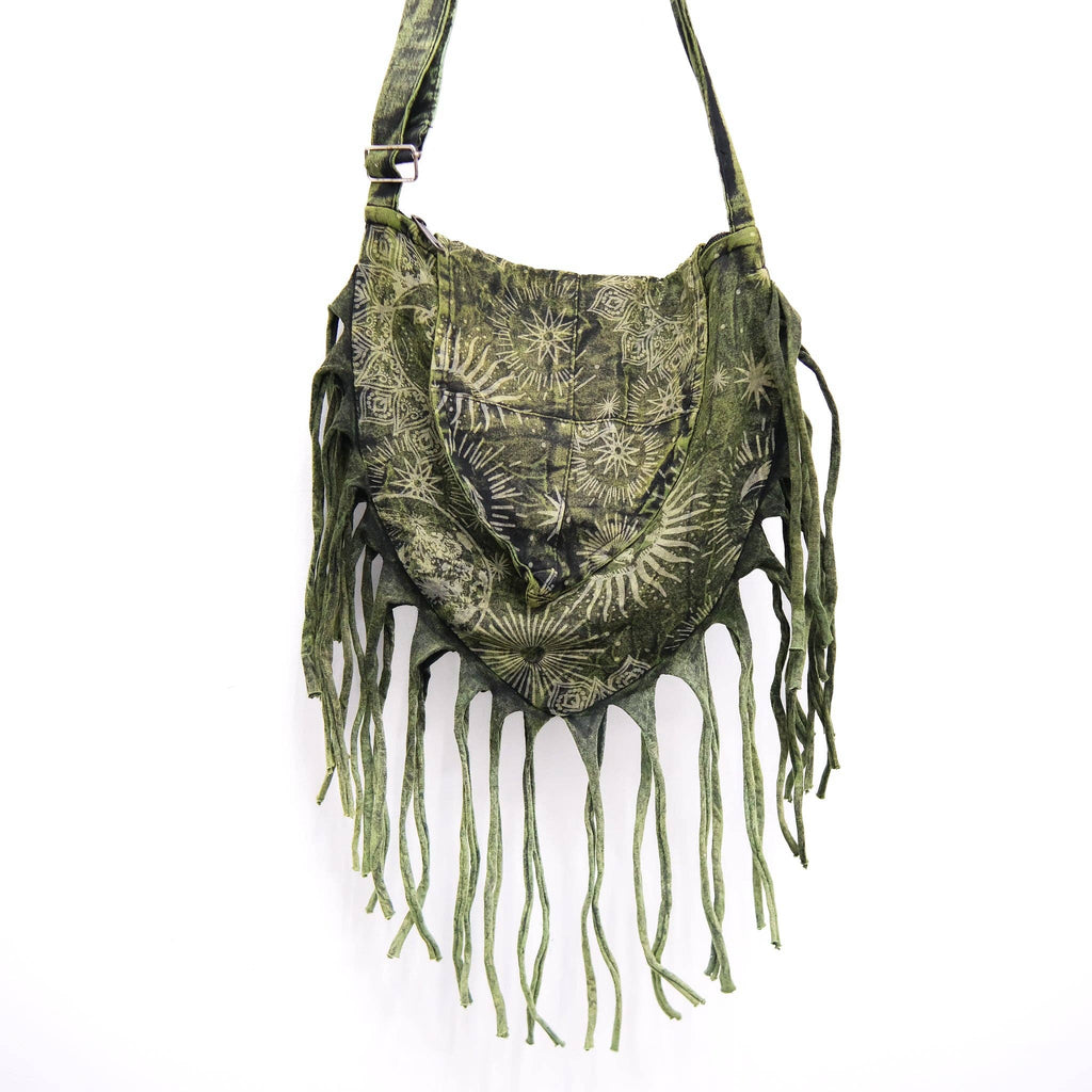 Celestial Stonewashed Crossbody Fringe Bag