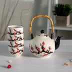 Cherry Blossoms Porcelain Tea Set – 30 oz Teapot with 4 Cups