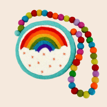 Rainbow and Cloud Ball Handle Kids Bag