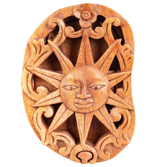 Carved Sun Wooden Puzzle Box