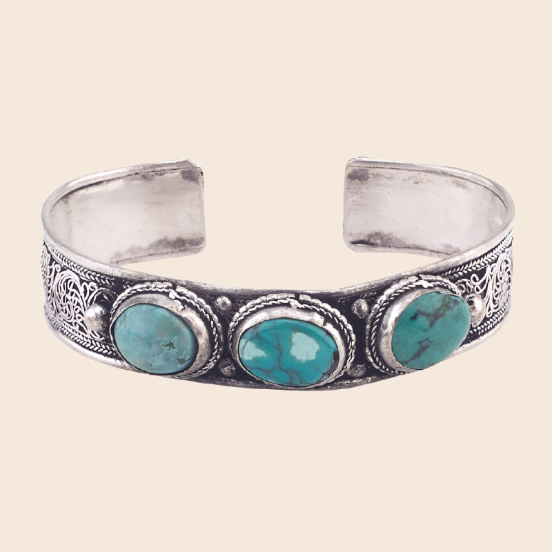 1/2" 3 Turquoise Stones Cuff