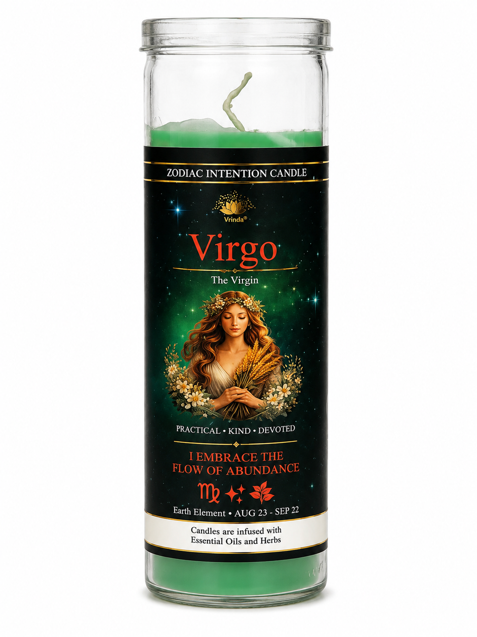 Glass Jar Candle Scented - Virgo: The Maiden