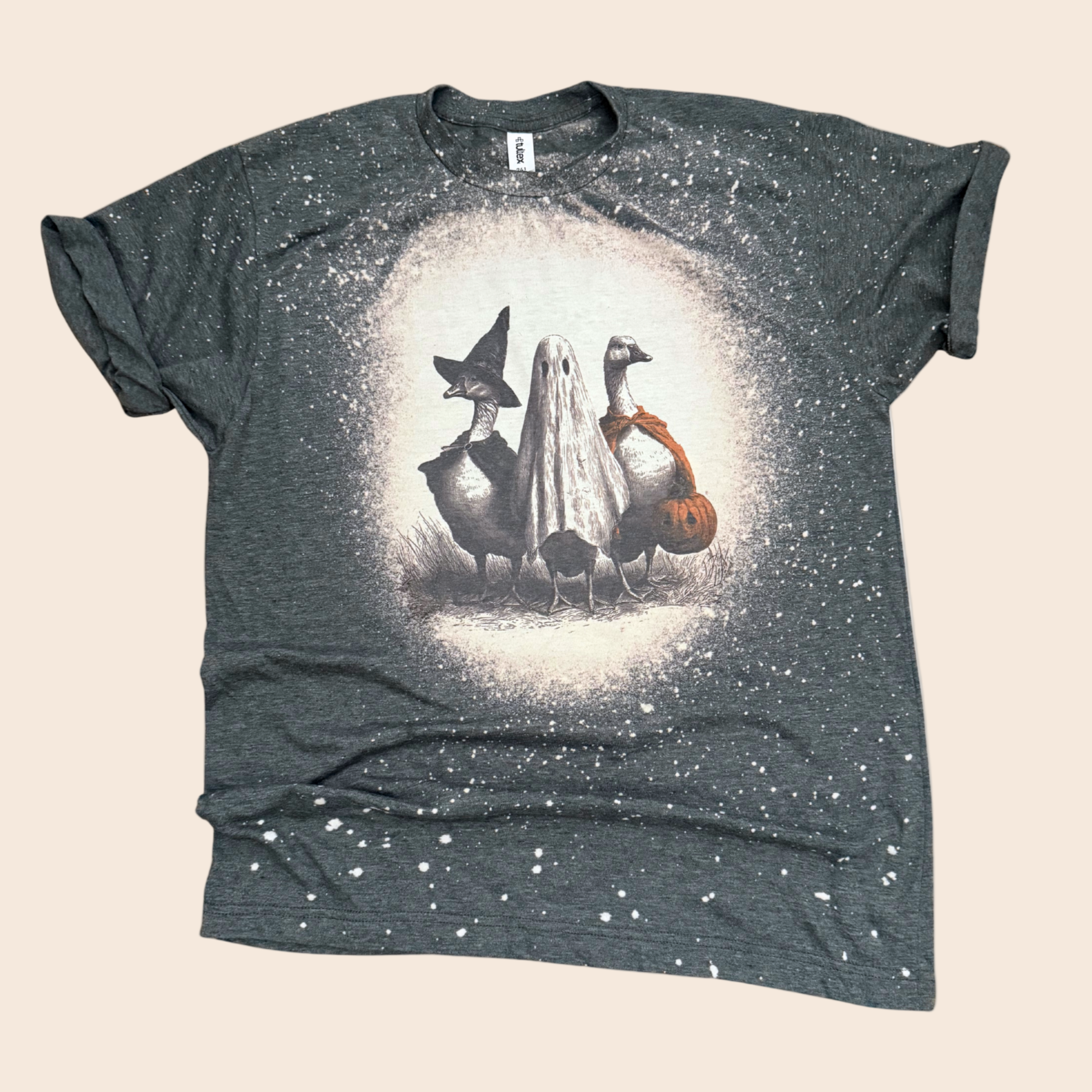 Haunted Goose Gang Halloween Bleached Tee