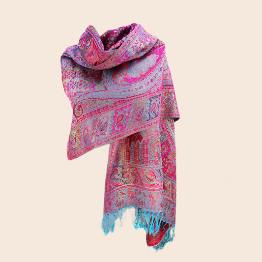 Metallic Paisley Printed Pashmina Scarf Shawl