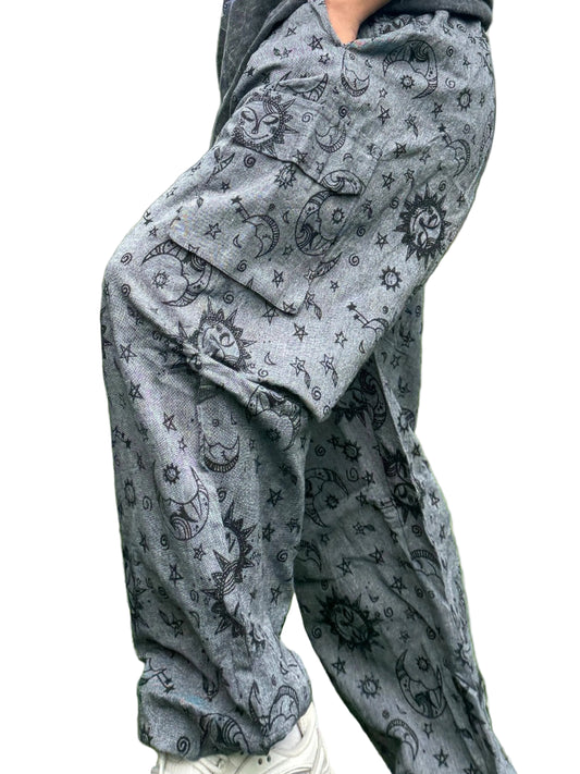 Sun & Moon Print Unisex Pants