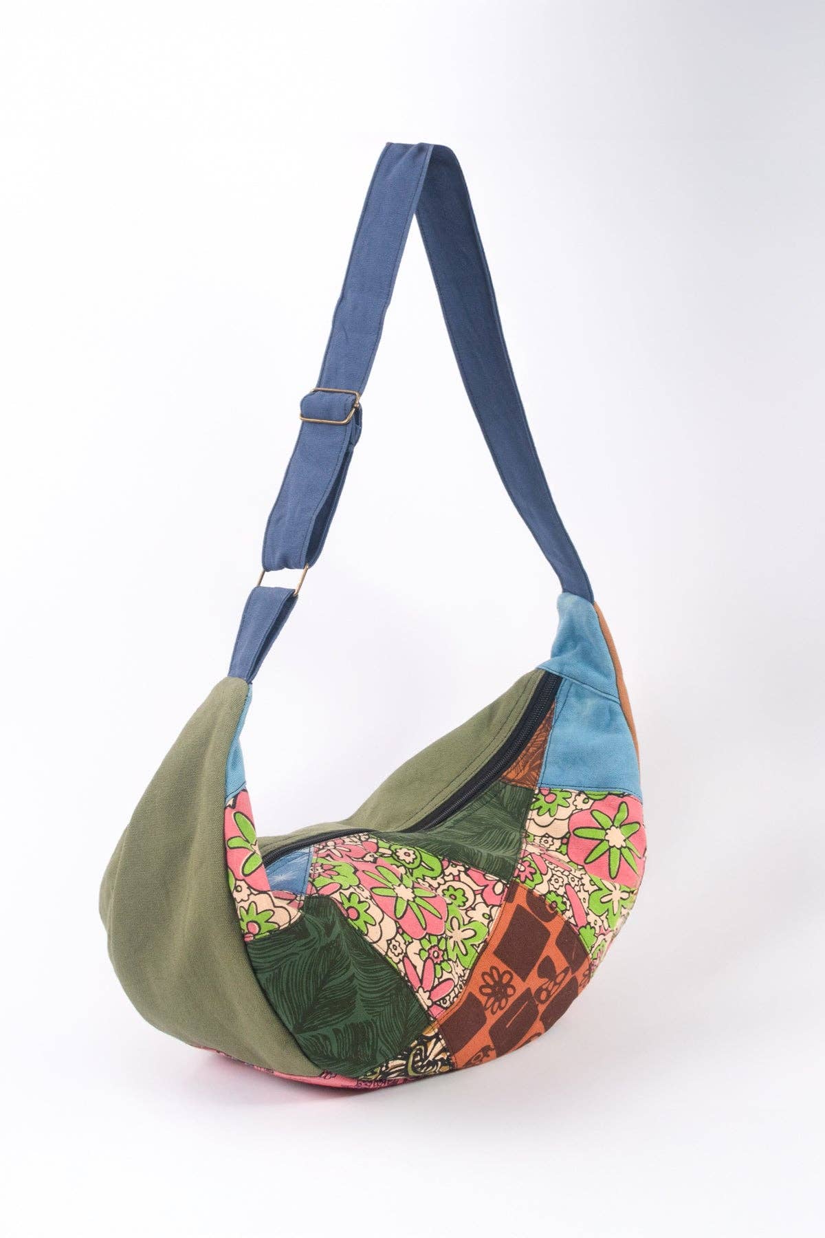 Patchwork Crescent Crossbody Bag
