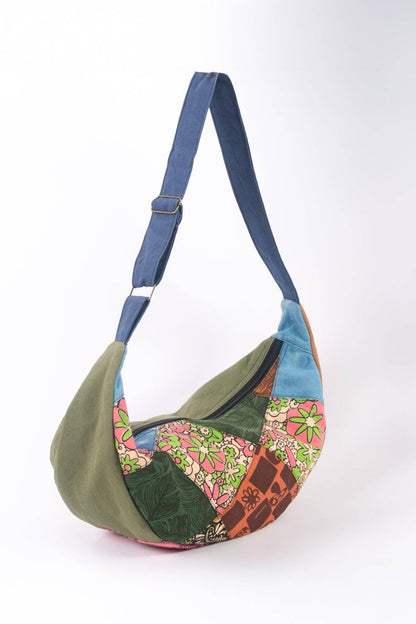 Patchwork Crescent Crossbody Bag