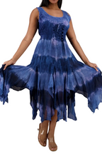 Tie Dye Rayon Lace Up Dress