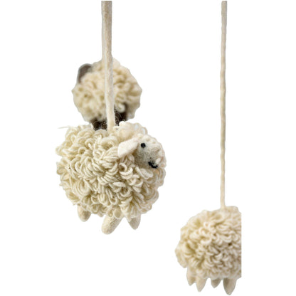 Sheep with pompom Mobile Hanging