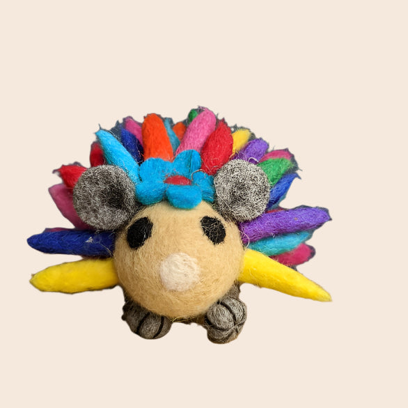 Felted Multi Bright Rainbow Hedgehog