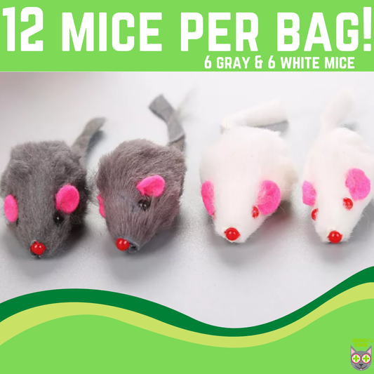Smokey's Stash Rabbit Fur Mouse Cat Toy 12 per Pack