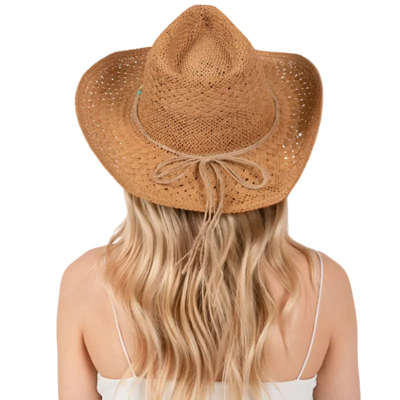 Straw Braided Cowrie Shell Western Cowboy Hat