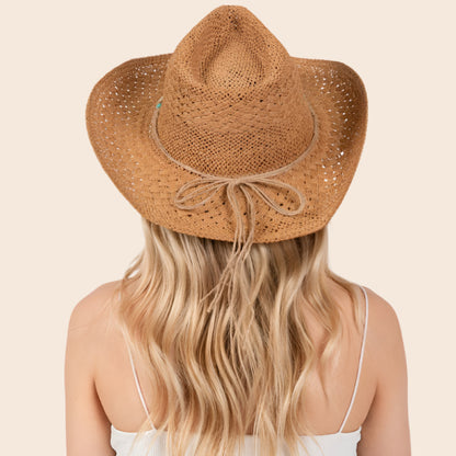 Straw Braided Cowrie Shell Western Cowboy Hat