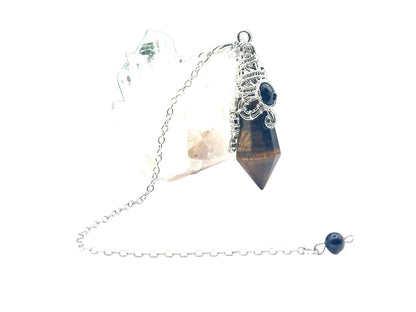 Gemstone Pendulum  12 Faceted Antique Silver Color