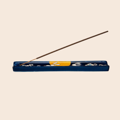 Handpainted Ceramic Incense Holder 9 inch L Moon Rabbit