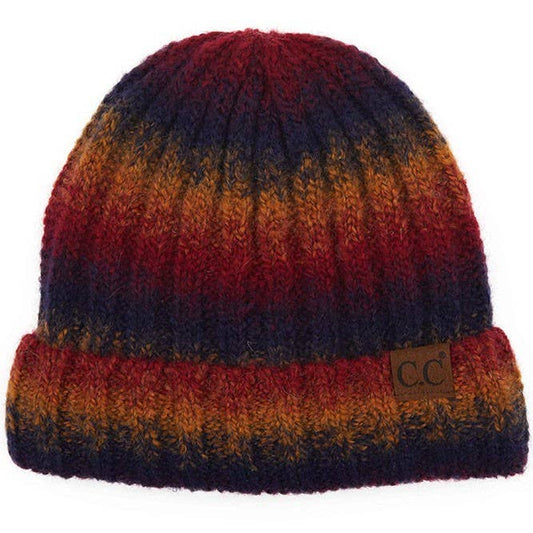 Ombre Cable Knit Beanie with Cuff Winter Hat