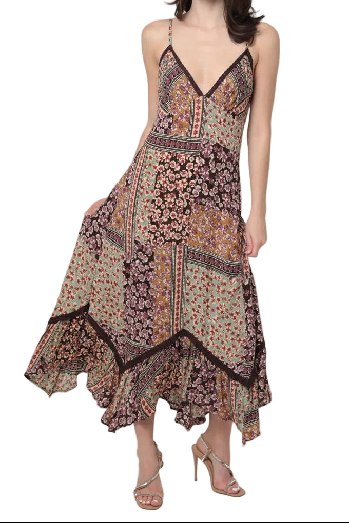 Lace Trim Maxi Dress