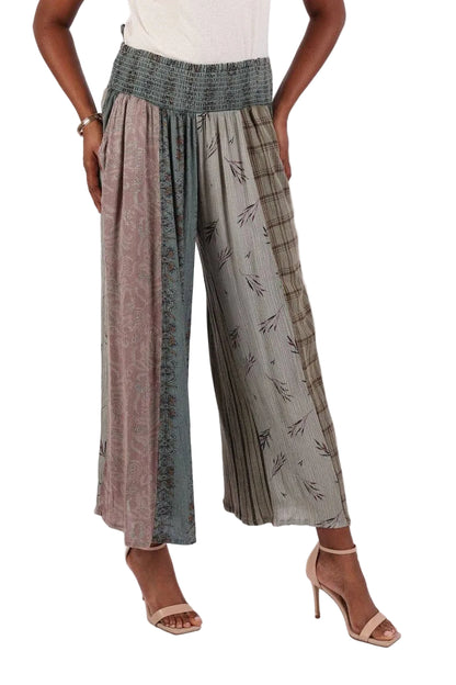 Earthy Vintage Patchwork Palazzo Pants