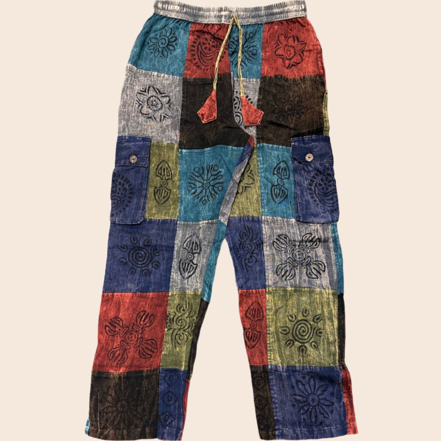 Stonewash Patchwork Pants