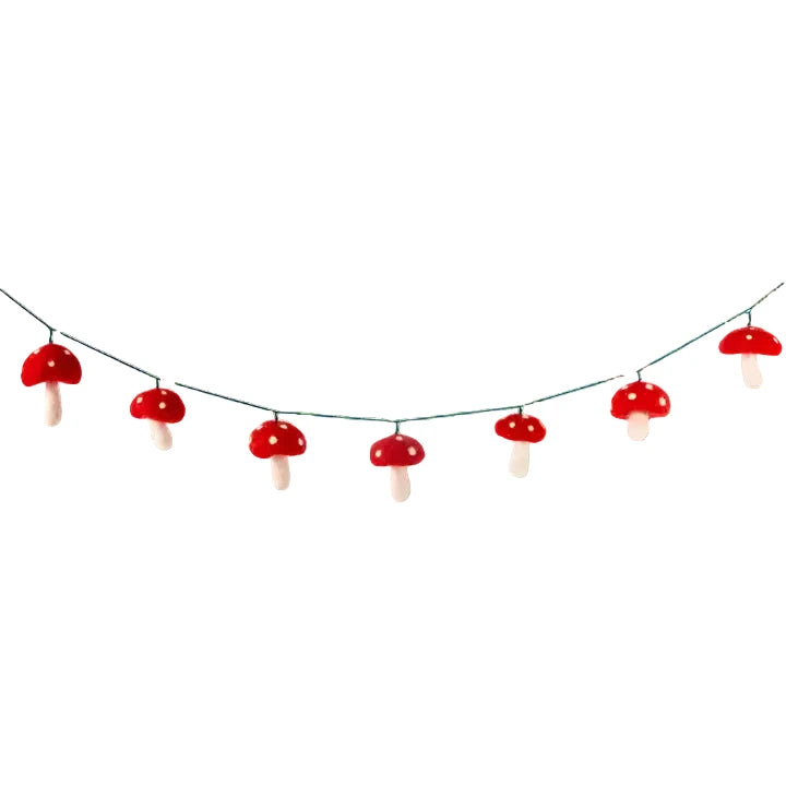 Wool Felted Mushroom Garland