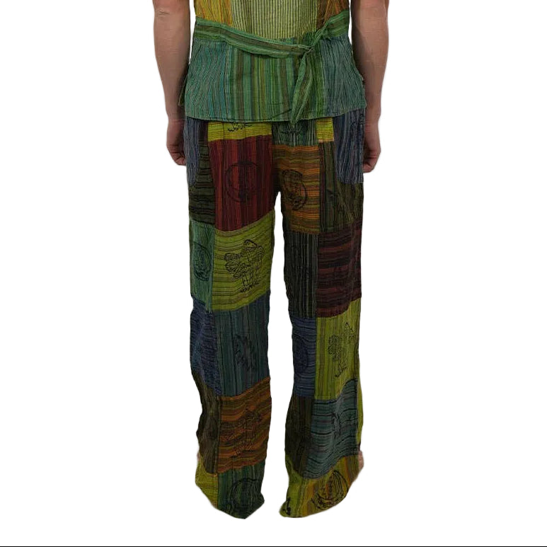 Hippie Cotton Striped  Patchwork Grateful Dead Men's Pants
