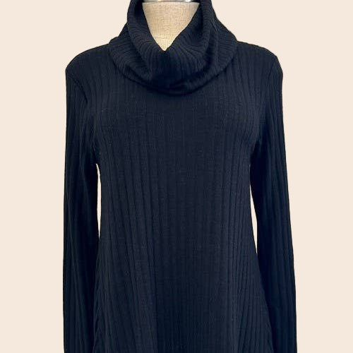 Ribbed Cowl Neck Top
