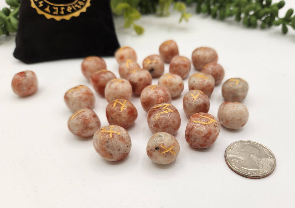 Sunstone Rune Sets with Velvet Pouch