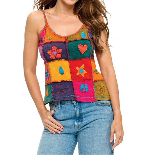 Tank Top Patchwork Handstitched Detailing