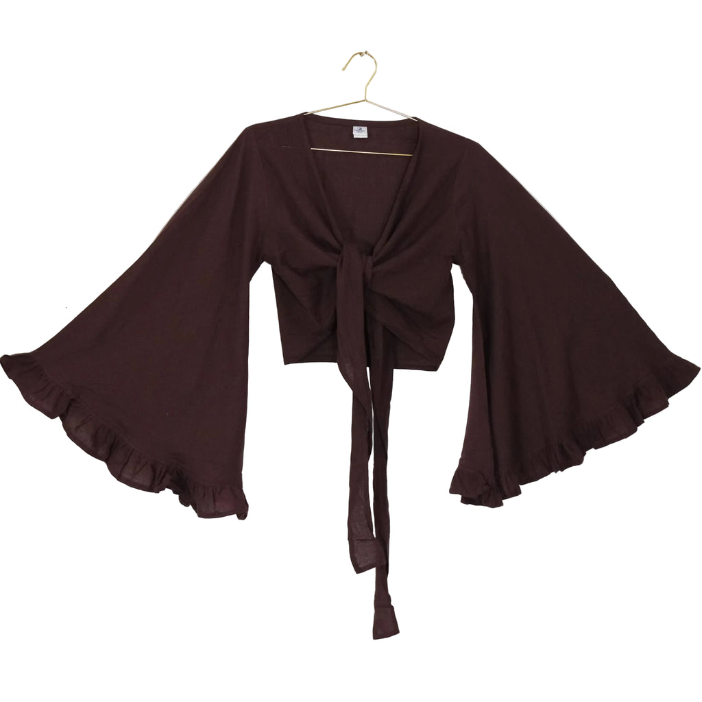 Cotton Flare Sleeve Top with Ruffle