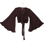 Cotton Flare Sleeve Top with Ruffle