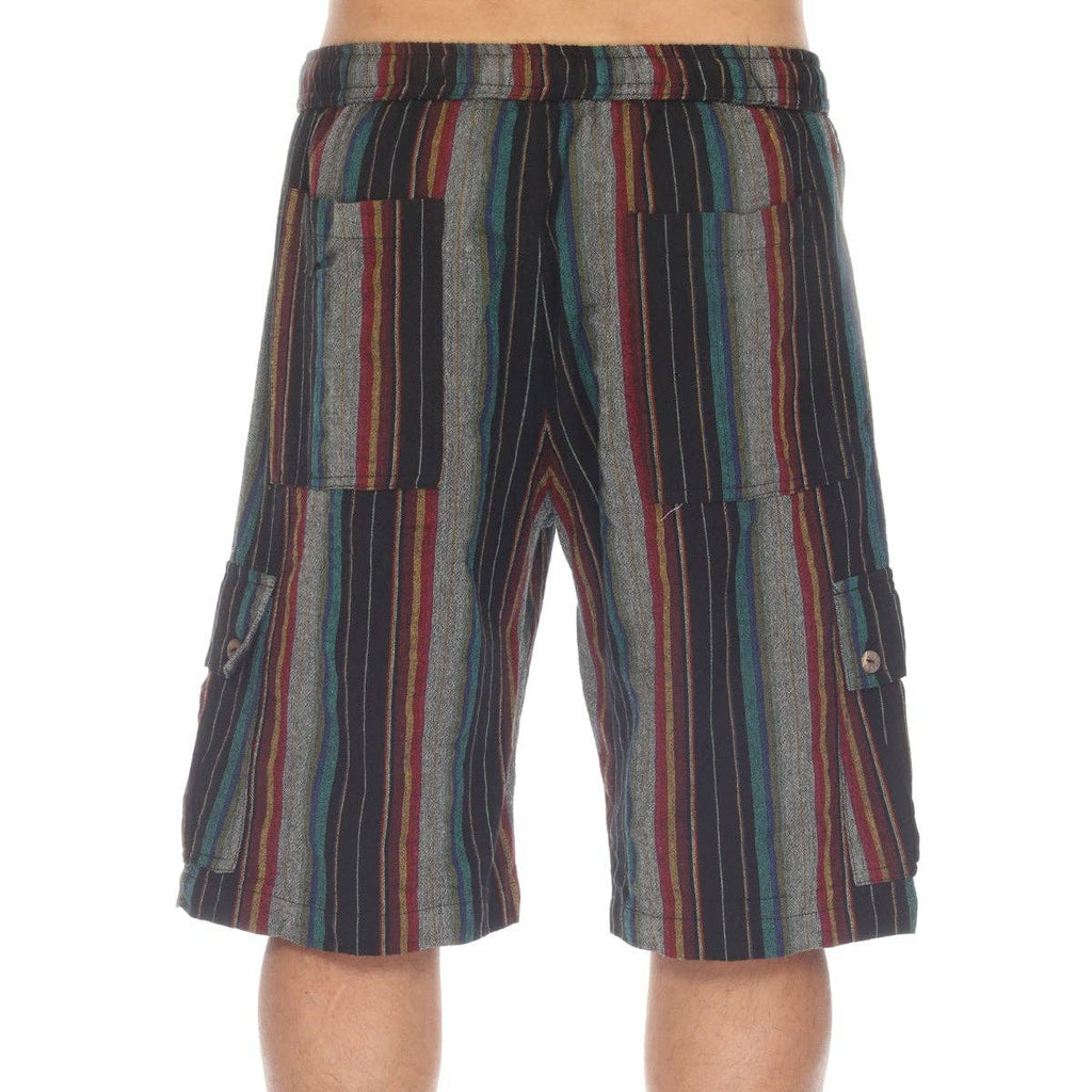Stripe Cotton Cargo Pocket Shorts