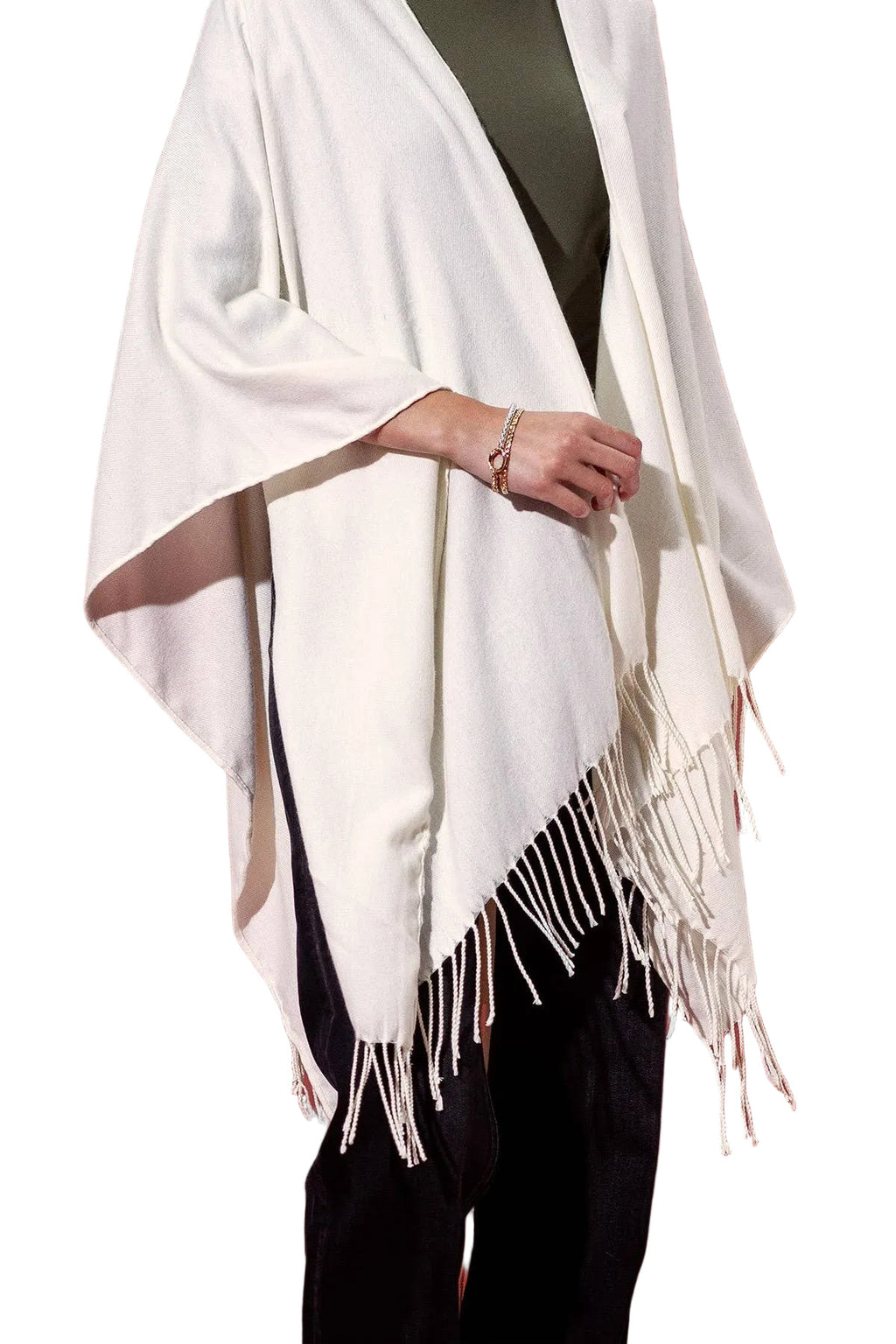 Solid Color Fringe Kimono