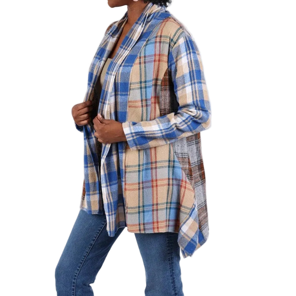 Soft Tone Plaid Cardigan: Flannel in Patchwork