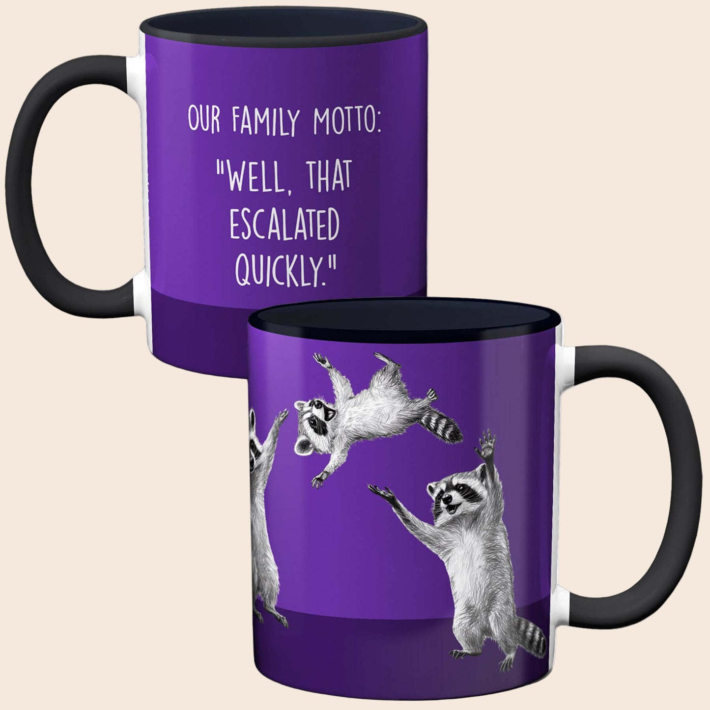 Raccoon Family Motto Coffee Mug