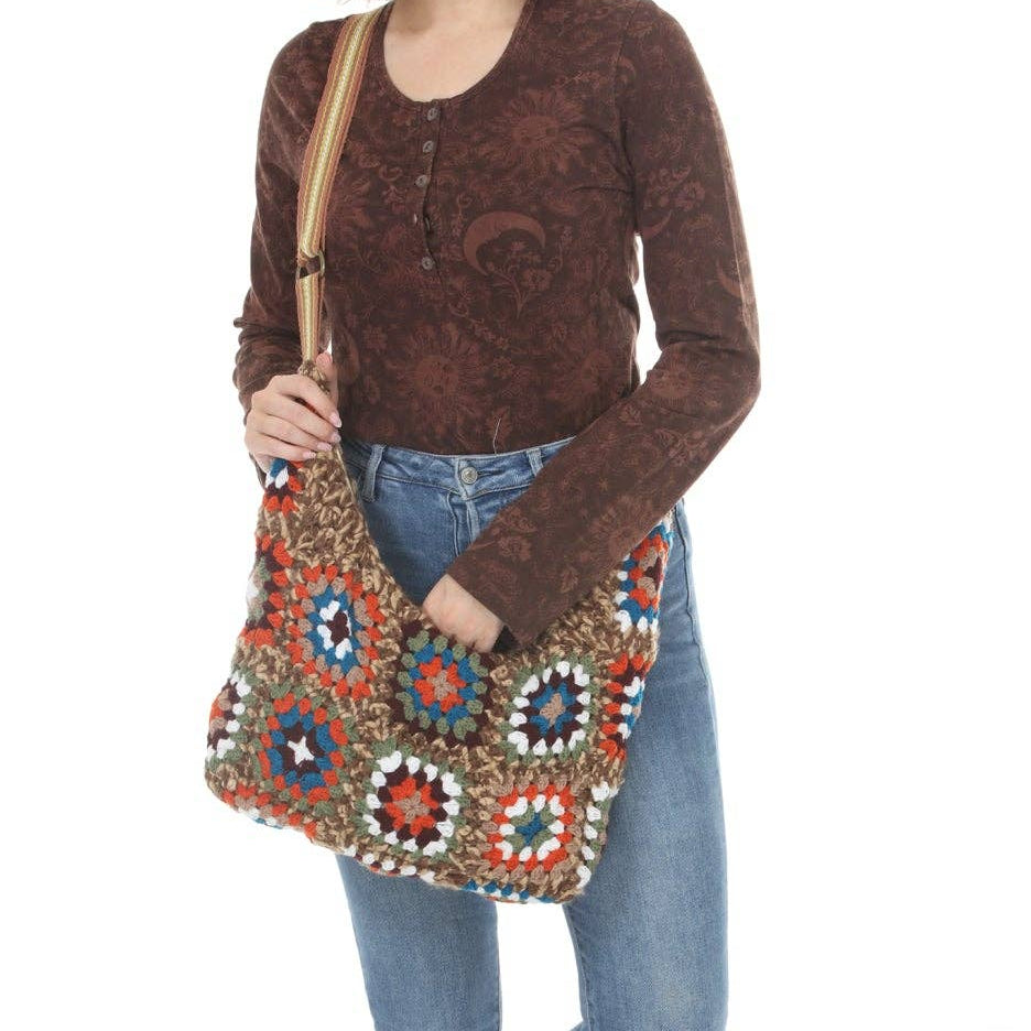 Crochet Granny Square Crossbody Bag