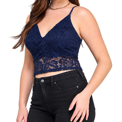 Plus Size Floral Lace Cropped Cami Top