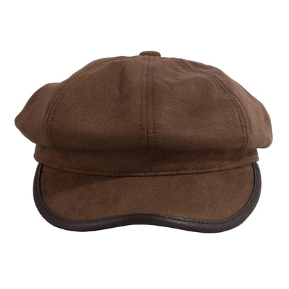 Vegan Leather Newsboy Cabbie Hat