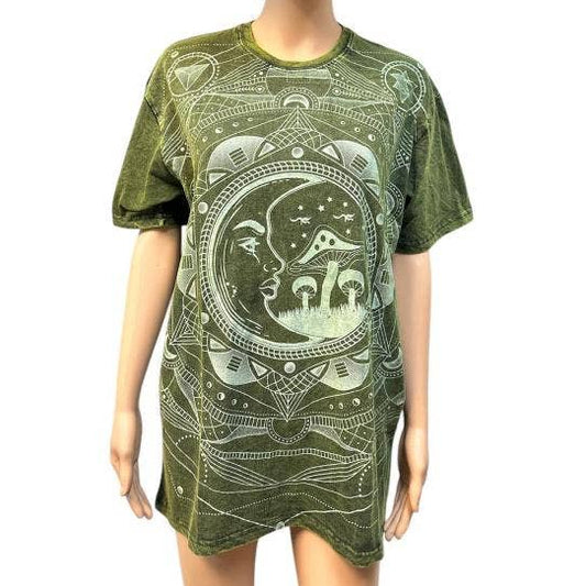 Mushroom and Moon Geometric Printed Shirt