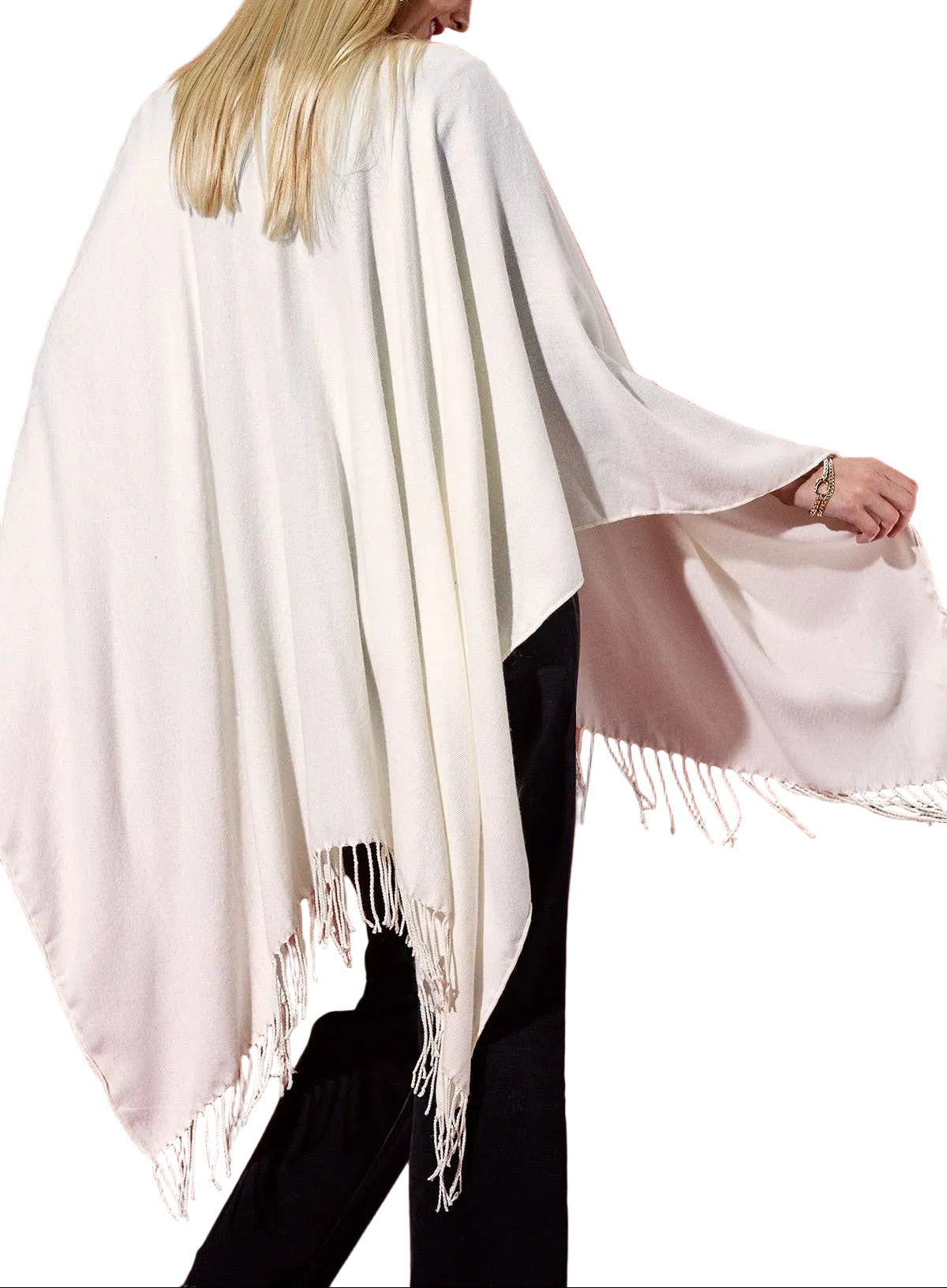 Solid Color Fringe Kimono