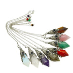 Gemstone Pendulum  12 Faceted Antique Silver Color