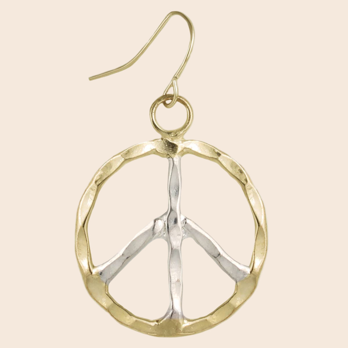 Woodstock Vibes Silver Gold Peace Sign Earring