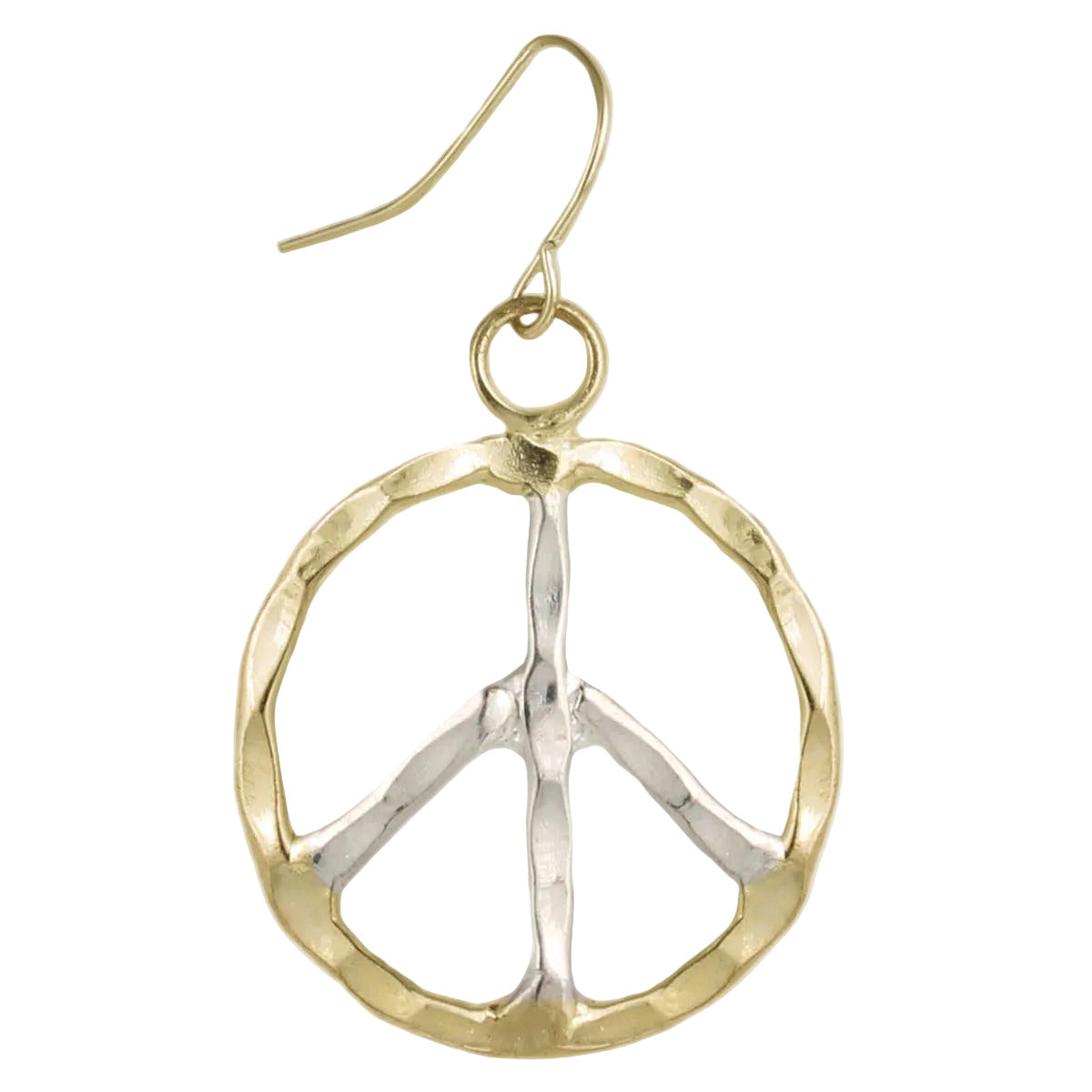 Woodstock Vibes Silver Gold Peace Sign Earring
