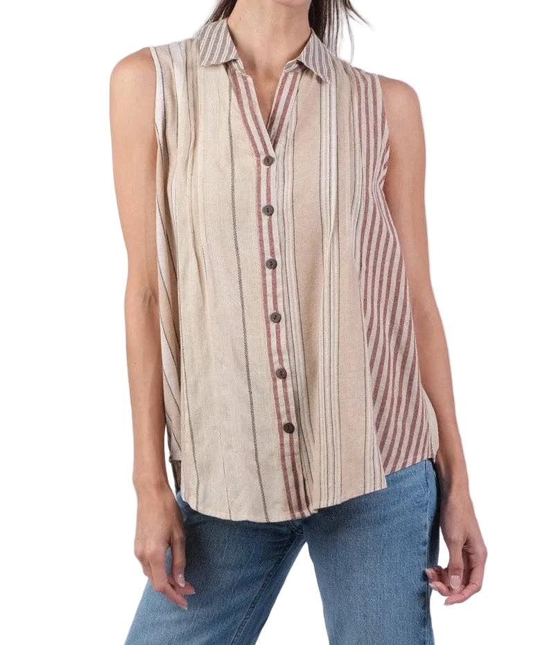 Warm Ethereal Stripes Vintage Collared Shirt